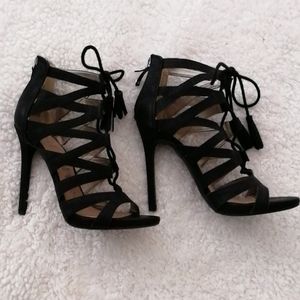 Sam & Libby stilletto Black Snakeprint heels